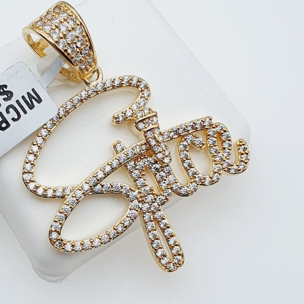 "14k Gold Plated Cubic Zircon Pendant, Inus1br097